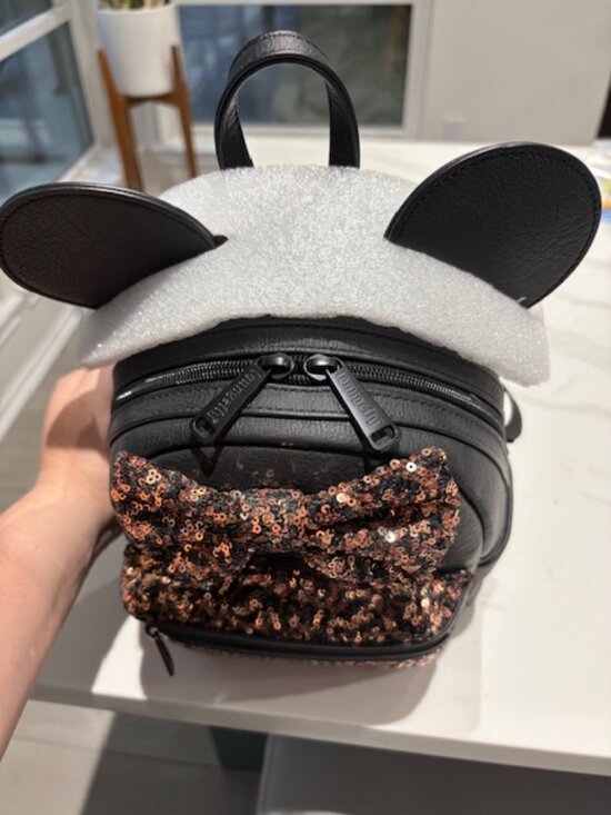 NWT Minnie Mouse Sequined Mini Backpack by Loungefly – Belle Bronze - Picture 2 of 5